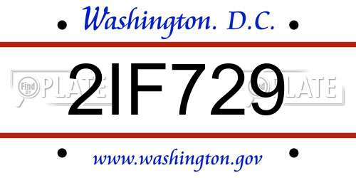 2IF729 District Of Columbia License Plate