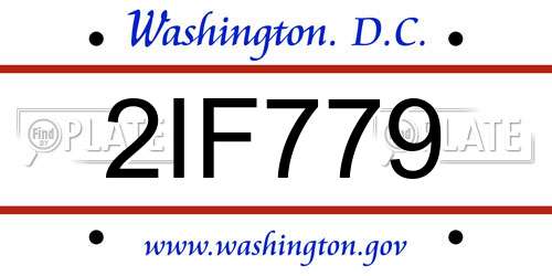 2IF779 District Of Columbia License Plate