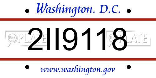 2II9118 District Of Columbia License Plate