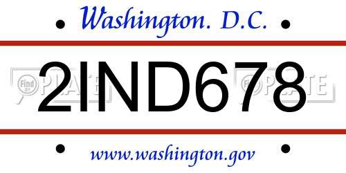 2IND678 District Of Columbia License Plate