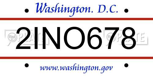 2INO678 District Of Columbia License Plate