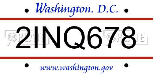 2INQ678 District Of Columbia License Plate