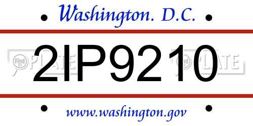 2IP9210 District Of Columbia License Plate