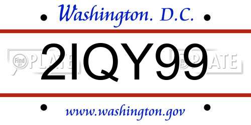 2IQY99 District Of Columbia License Plate