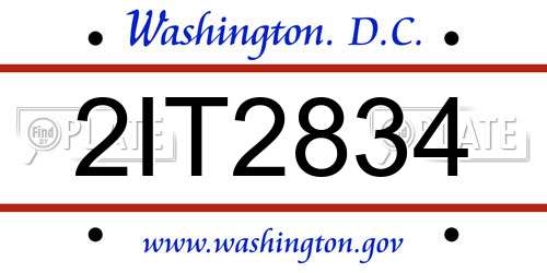 2IT2834 District Of Columbia License Plate