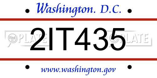 2IT435 District Of Columbia License Plate