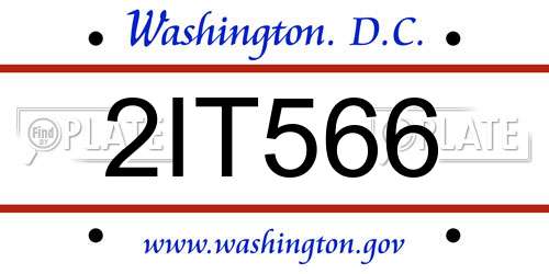 2IT566 District Of Columbia License Plate