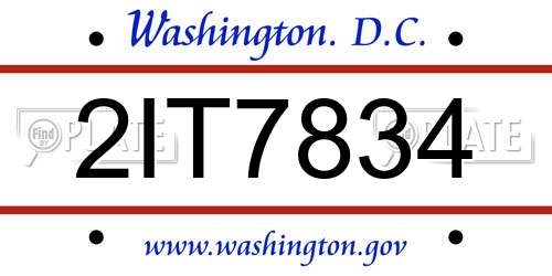 2IT7834 District Of Columbia License Plate
