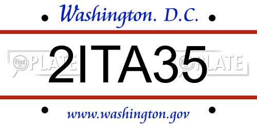 2ITA35 District Of Columbia License Plate