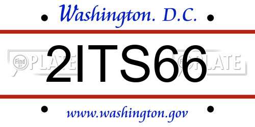 2ITS66 District Of Columbia License Plate