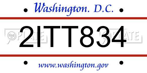 2ITT834 District Of Columbia License Plate