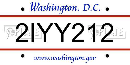 2IYY212 District Of Columbia License Plate