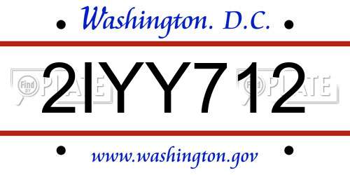 2IYY712 District Of Columbia License Plate