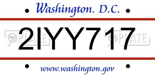 2IYY717 District Of Columbia License Plate