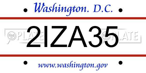 2IZA35 District Of Columbia License Plate