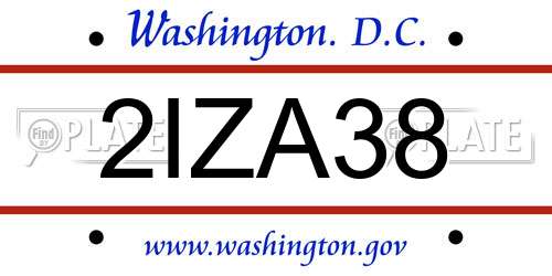 2IZA38 District Of Columbia License Plate