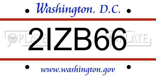 2IZB66 District Of Columbia License Plate