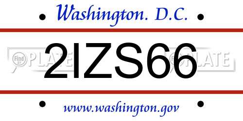 2IZS66 District Of Columbia License Plate