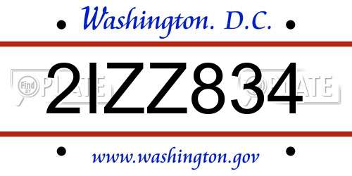 2IZZ834 District Of Columbia License Plate
