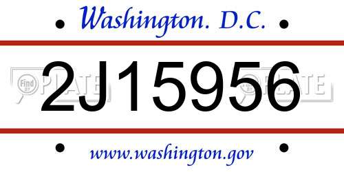 2J15956 District Of Columbia License Plate