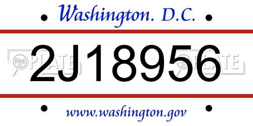 2J18956 District Of Columbia License Plate