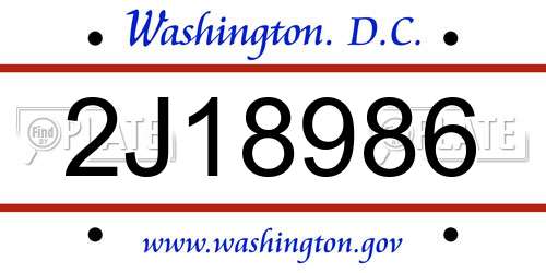 2J18986 District Of Columbia License Plate