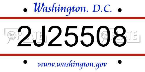 2J25508 District Of Columbia License Plate
