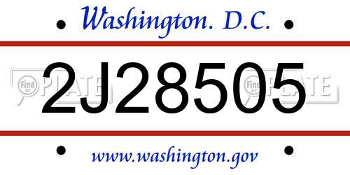 2J28505 District Of Columbia License Plate