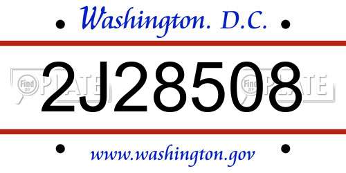 2J28508 District Of Columbia License Plate
