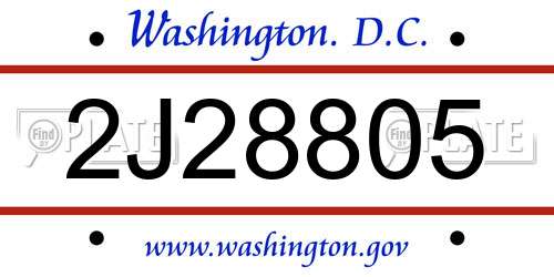 2J28805 District Of Columbia License Plate