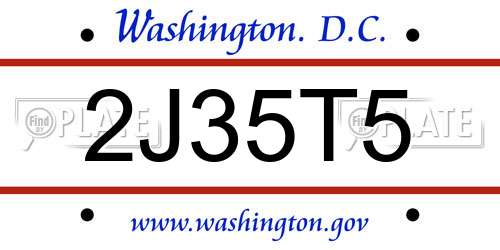 2J35T5 District Of Columbia License Plate