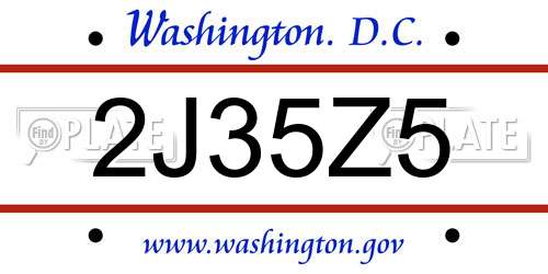 2J35Z5 District Of Columbia License Plate