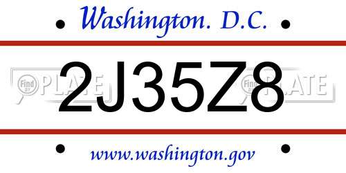 2J35Z8 District Of Columbia License Plate