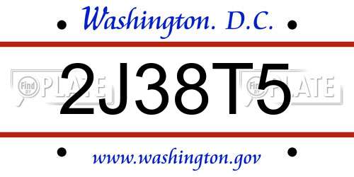 2J38T5 District Of Columbia License Plate