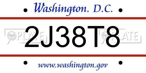 2J38T8 District Of Columbia License Plate