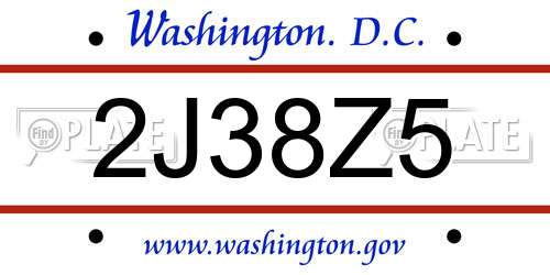 2J38Z5 District Of Columbia License Plate