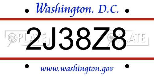 2J38Z8 District Of Columbia License Plate