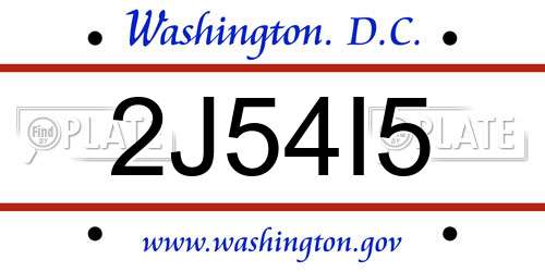 2J54I5 District Of Columbia License Plate