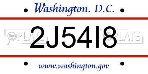 2J54I8 District Of Columbia License Plate