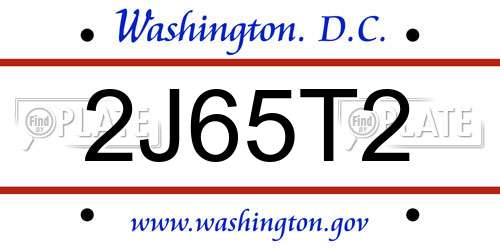 2J65T2 District Of Columbia License Plate