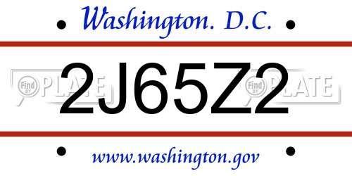 2J65Z2 District Of Columbia License Plate