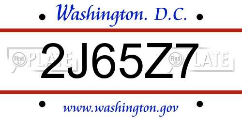 2J65Z7 District Of Columbia License Plate
