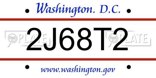 2J68T2 District Of Columbia License Plate