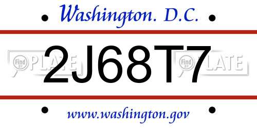 2J68T7 District Of Columbia License Plate