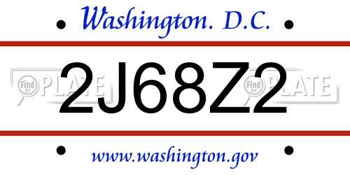 2J68Z2 District Of Columbia License Plate