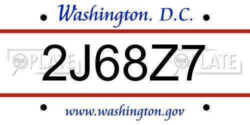 2J68Z7 District Of Columbia License Plate