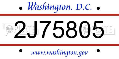2J75805 District Of Columbia License Plate