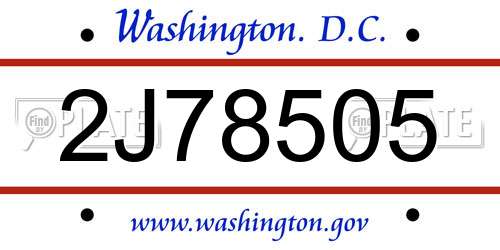 2J78505 District Of Columbia License Plate