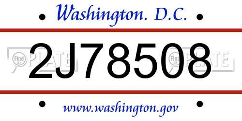 2J78508 District Of Columbia License Plate