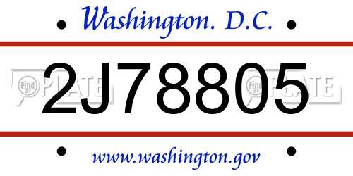 2J78805 District Of Columbia License Plate
